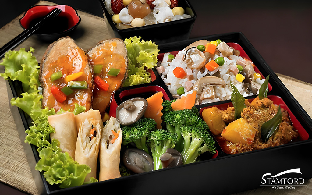 Stamford Catering Bento Box Showcasing Varied Of Food