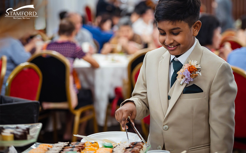 A Guest getting some food from the Catering