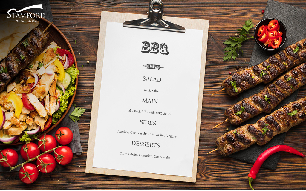 BBQ menu with Stamford's flame-grilled perfection items.
