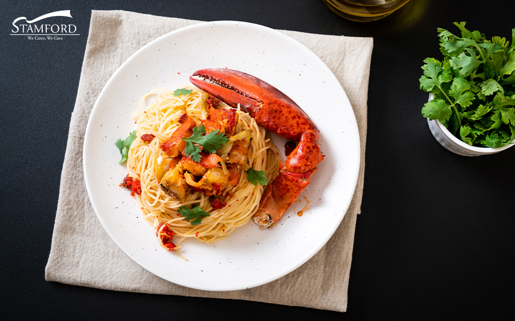 Lobster pasta, a unique fusion dish.