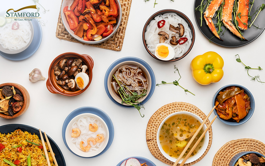 Variety of Asian fusion dishes for unique dining.